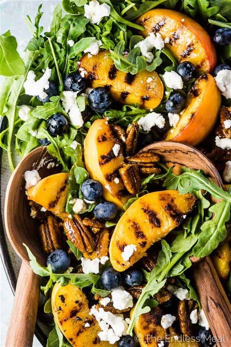 grilled-peach-salad-with-curry-pecans-honey image