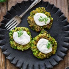 green-pea-fritters-with-lemon-dill-sauce-crowded image