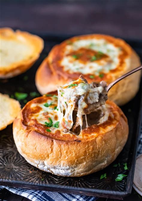 philly-cheese-steak-soup-in-a-bread-bowl-the-cookie image