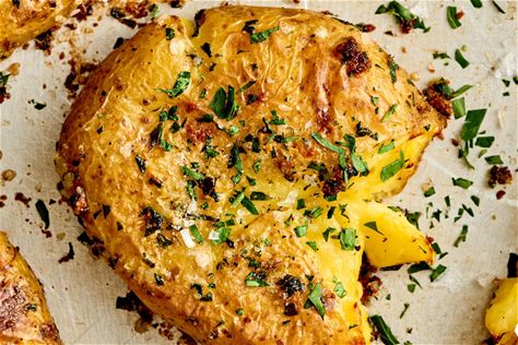 garlic-butter-smashed-potatoes-recipe-kitchn image