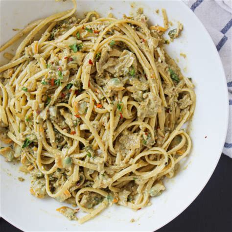 creamy-canned-clam-pasta-with-pesto-for-fisk-sake image