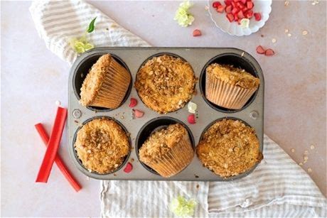 sweet-rhubarb-and-sour-cream-streusel-muffins image
