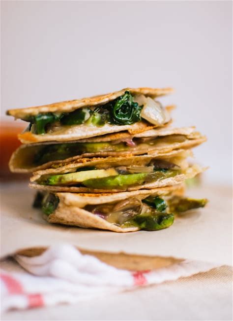 crispy-mushroom-spinach-and-avocado-quesadillas image
