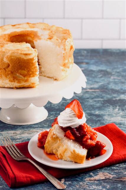 easy-angel-food-cake-with-strawberries-healthy image