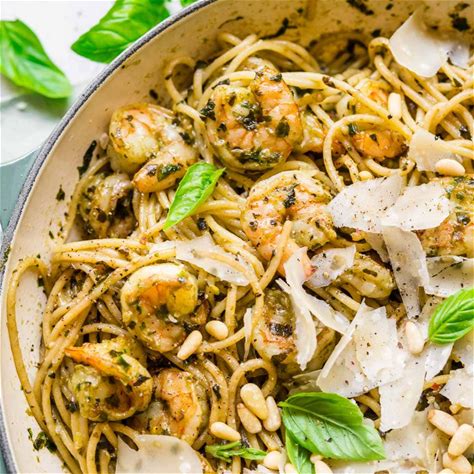 easy-shrimp-pesto-pasta-recipe-dinner-then-dessert image
