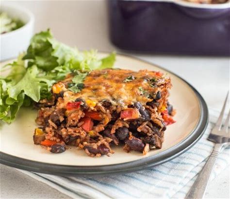 one-pot-vegetarian-chilli-and-rice-bake-easy-cheesy image