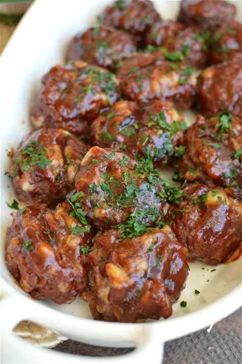 baked-bbq-meatballs-with-mozzarella-cheese image