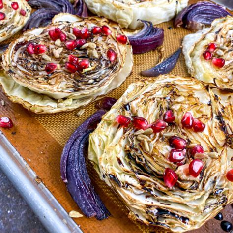 crispy-roasted-cabbage-steaks-with-pomegranate image
