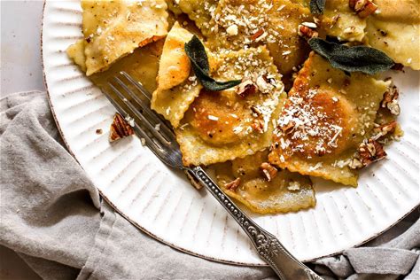 pumpkin-ravioli-recipe-with-browned-butter-and-sage image