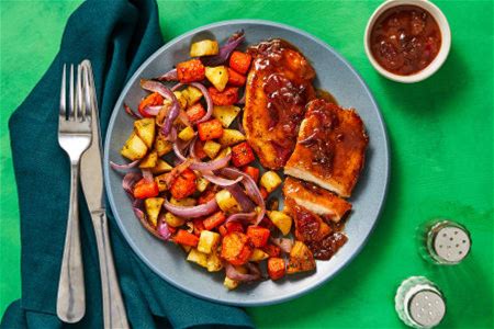 pork-cutlets-with-a-cranberry-pan-sauce-recipe-hellofresh image