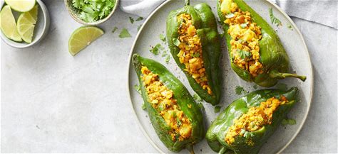 chickpea-and-potato-stuffed-poblano-peppers-forks image
