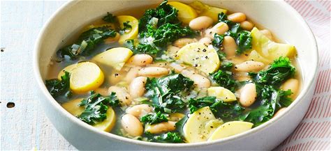 summer-squash-soup-with-white-beans-and-kale image