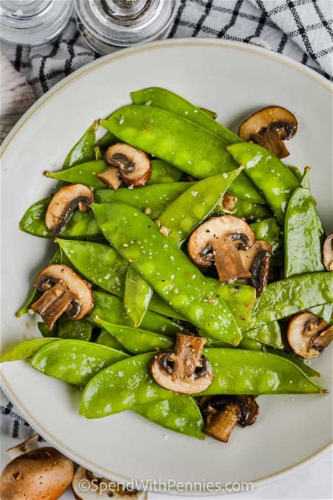 garlic-snow-peas-with-mushrooms-spend image