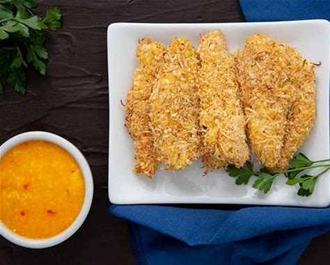 coconut-chicken-tenders-with-chili-mango-dipping image