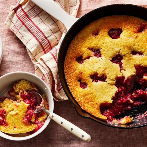 how-to-make-lemon-raspberry-skillet-pudding-cake image