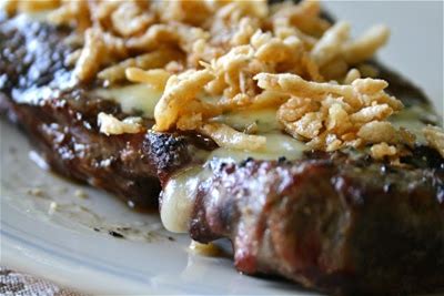 blue-cheese-steak-recipe-with-fried-onions image