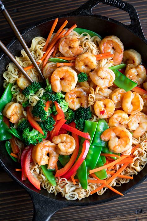 shrimp-stir-fry-with-ramen-noodles-peas-and-crayons image