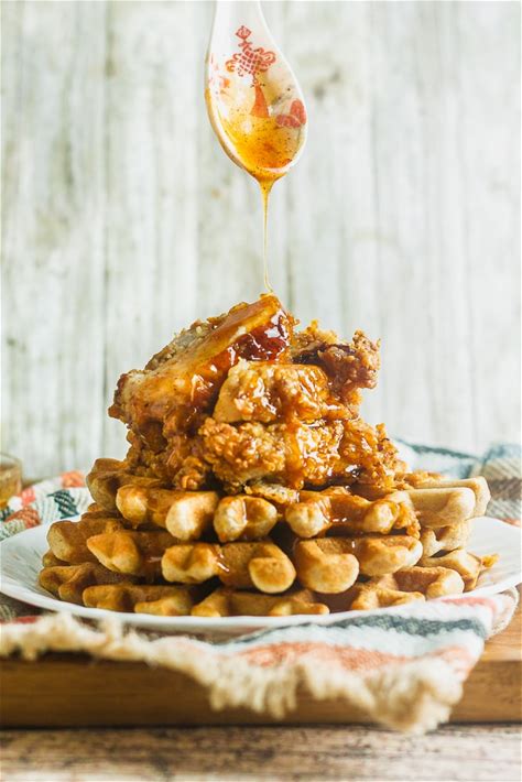 southern-fried-chicken-and-waffles-sweet-tea-thyme image