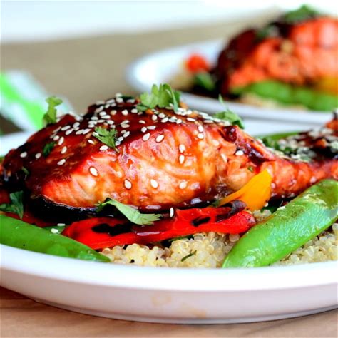 sesame-ginger-teriyaki-salmon-with-quinoa-stir-fry image