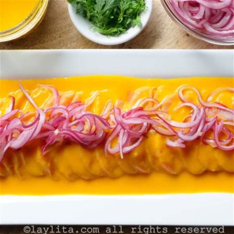 peruvian-salmon-tiradito-with-passion-fruit-aji-sauce image