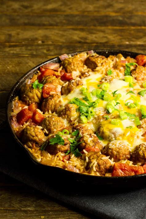 meatballs-and-rice-skillet-meal-the-wicked-noodle image