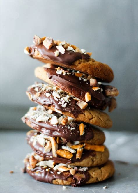 chocolate-dipped-peanut-butter-cookies-ambitious image