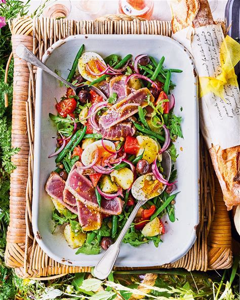 seared-tuna-steaks-and-nicoise-salad-delicious image