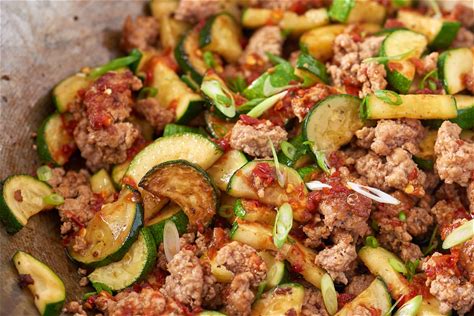 spicy-ground-pork-stir-fry-recipe-with-fresh-zucchini image