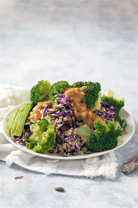 easy-broccoli-salad-with-peanut-dressing-curated-life image