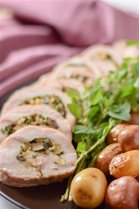 turkey-roulade-with-mushrooms-walnuts-and-herbs image
