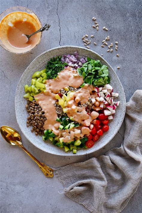 lentil-salad-with-tahini-dressing-elavegan image