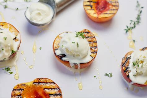 grilled-peaches-with-ice-cream-honey-thyme image