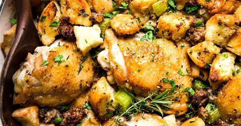 one-pot-chicken-stuffing-casserole-the-modern-proper image