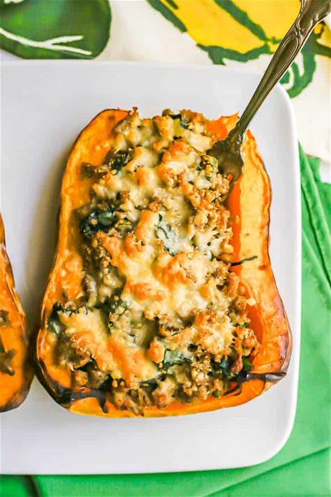sausage-stuffed-butternut-squash-with-spinach image