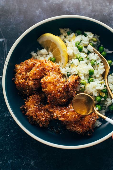 baked-coconut-shrimp-with-springy-rice-and-honey image