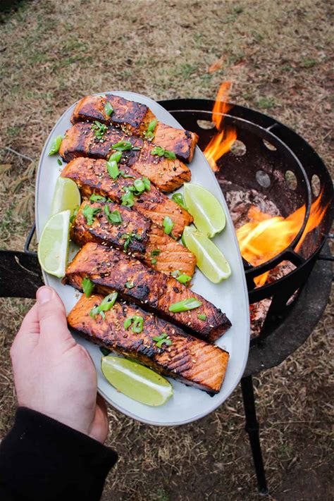 garlic-soy-marinated-salmon-over-the-fire-cooking image