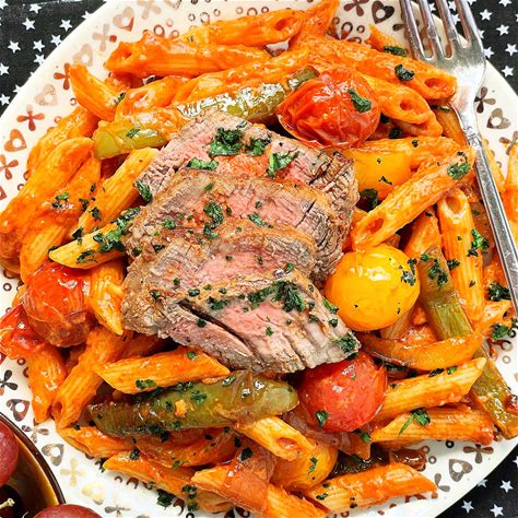 creamy-fajita-steak-pasta-foodtastic-mom image