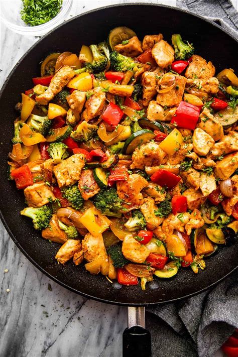 one-pot-chicken-vegetables-skillet-recipe-diethood image