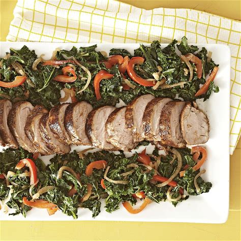 cocoa-roasted-pork-with-wilted-kale-recipe-eatingwell image