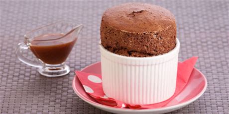 chocolate-souffles-with-salted-caramel-sauce-food image