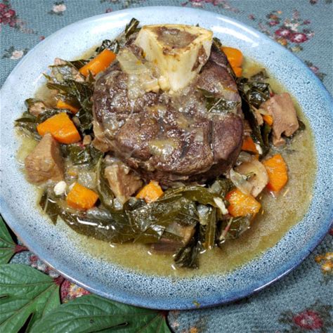 venison-osso-buco-with-quince-and-roselle-leaves image