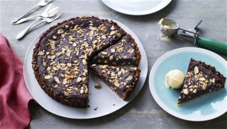 crisp-chocolate-and-salted-peanut-tart-recipe-bbc-food image
