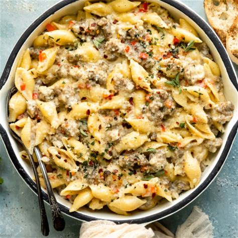 creamy-sausage-pasta-recipe-no-spoon-necessary image