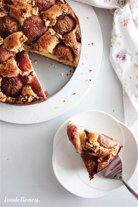 sweet-buttery-nectarine-torte-topped-with-walnuts image