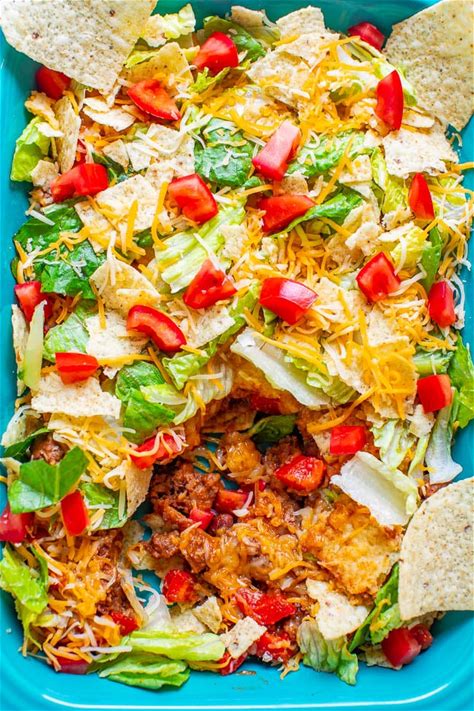 easy-layered-taco-salad-with-ground-beef-averie image