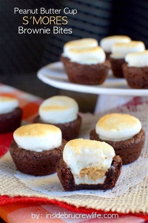 peanut-butter-cup-smores-brownie-bites image