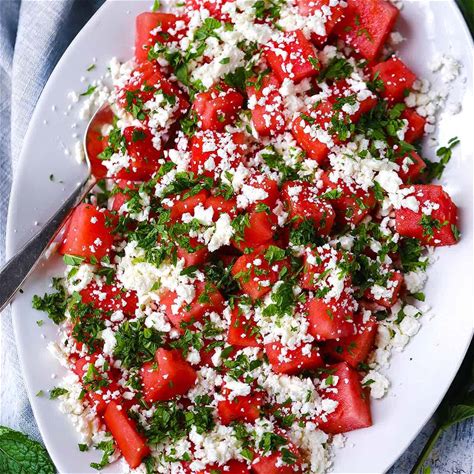 watermelon-feta-salad-with-mint-bowl-of-delicious image