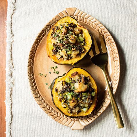 vegan-wild-rice-stuffed-squash-for-two-eatingwell image