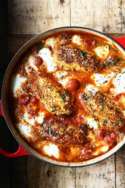 garlic-tomato-chicken-with-mozzarella-serving image