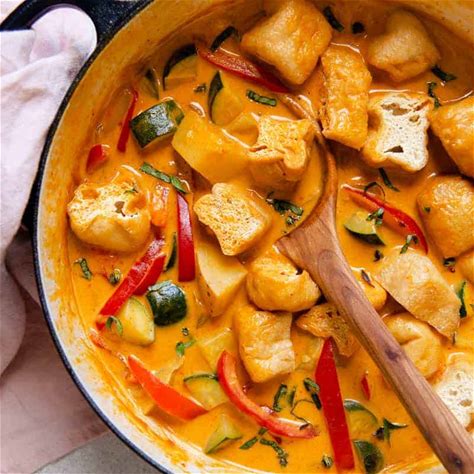 thai-inspired-vegetable-red-curry-with-tofu-puffs image